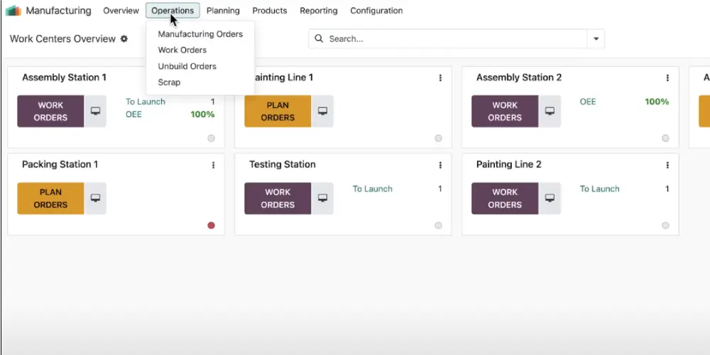 Reporting dashboard screenshot of ERP software for manufacturing Company designed by OdooERP.ae